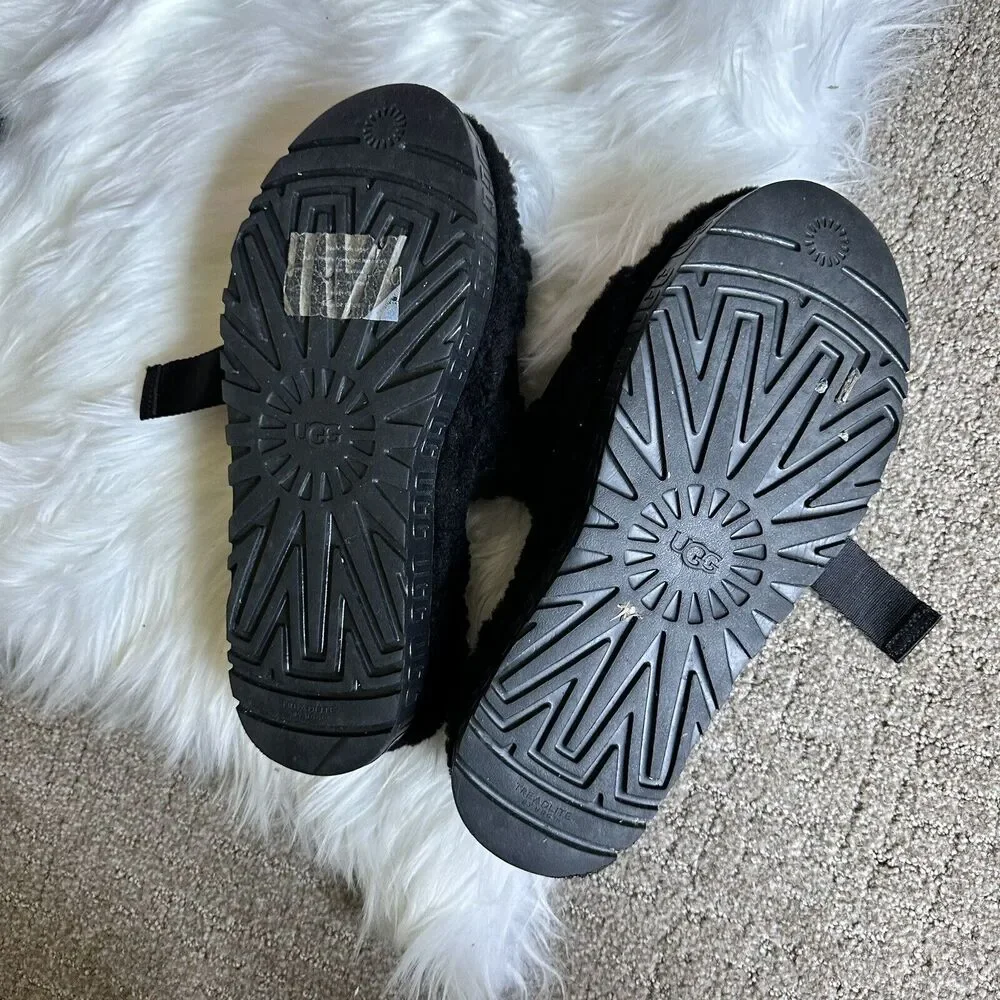 Ugg Australia Women's Black Fluffy Platform Sandals shoes sz 11 - Picture 5 of 7